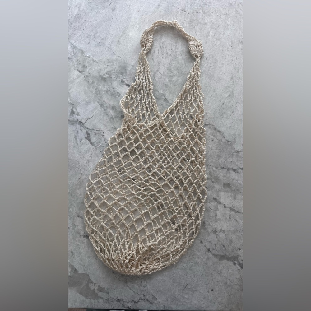 Beige Net Tote Bag